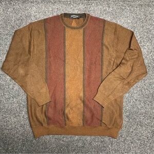 90s vintage merino wool sweater brown rust eclectic grandpa preppy academia